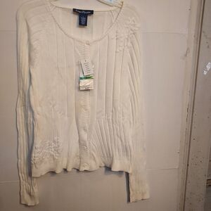 Evan-Picone Women's White Sweater New Embroidered Very ElegantNew With Tags 50